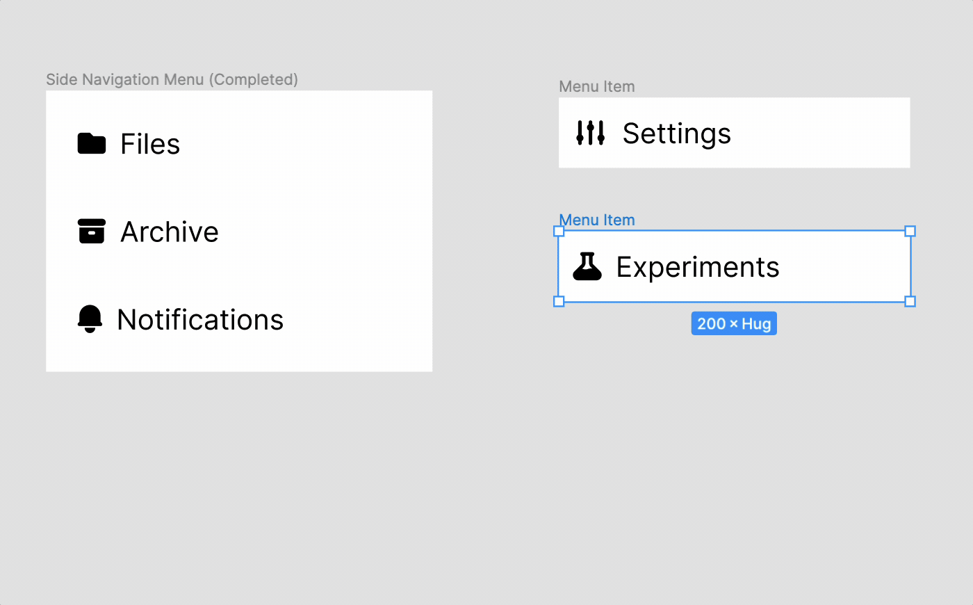 Figma auto layout in the side menu